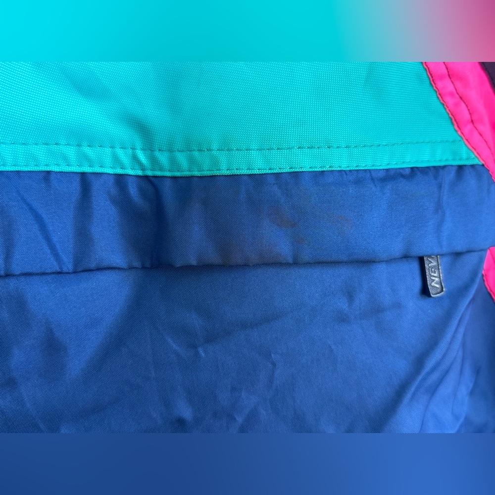 Vintage 80s 90s Nevica Blue & Pink Ski Suit One Piece Snowsuit Snow Bib *Flaws - Picture 7 of 16